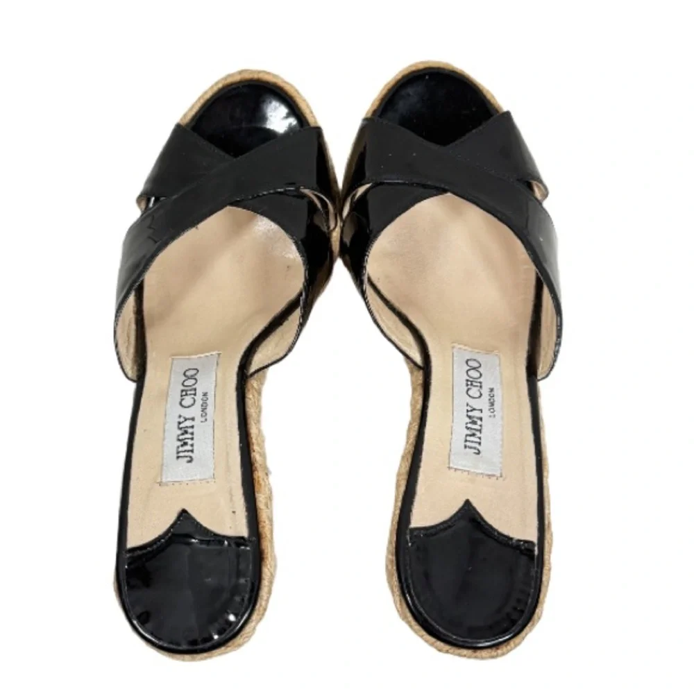 JIMMY CHOO London | Sandals Patent Leather Black Platform Summer Vacation Lux